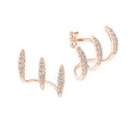 Women's Clip-On Earrings Luxury Trendy Minimalist Ear Wrap Cuff Piercing Stud Earrings Black Silver Earrings (Rose Gold, One Size)