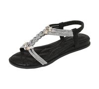 Women's Clip Toe Sandals Crystal Jelly Beach Flip Flops Female Students Korean Fashion Wear Summer Flat Sandals Women's Shoes 37, black, 7 UK