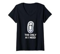 Womens Clippy - The Only AI I Need Paper Clip V-Neck T-Shirt