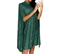 Women's Cloak Sleeve Mini Sequin Dresses,Sexy Cocktail Shimmering Elegant Wedding Guest Party