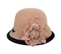 Women's Cloche Hat Vintage 20s Elegant Bowler Hats Winter Autumn Flapper Hats Church Hats for Women Khaki