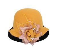Women's Cloche Hat Vintage 20s Elegant Bowler Hats Winter Autumn Flapper Hats Church Hats for Women Yellow