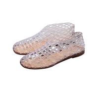 Women's Clogs Beach Shoes Slip On Closed Toe Sandals, Openwork Structure in Jelly Style, Flat Sole, Casual Water Shoes for Summer, Beach, Going Out and Daily, 01 White, 8 UK