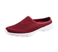 Women's Clogs, Breathable and Easy Care Slippers, Lightweight Garden Shoes, Slip-On Mules, Sabots, Outdoor, Indoor, Leisure Shoes, Mesh Summer Shoes, Comfortable Slippers, red, 6 UK