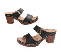 Women's Clogs & Mules For With Heel, Slippers, Women Outside Outdoor Sandals, Breathable Sandals, Boho Slippers, Open Toe Slippers, Block Heel, Hiking Sandals, Solid Sole Sandals, black, 9 UK