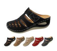 Women's Clogs Summer Orthopaedic Sandals Comfortable Slippers Breathable Beach Shoes Wedge Heel Slip Sandals Garden Clogs Outdoor Mules Beach Shoes Non-Slip Garden Shoes, black, 6 UK