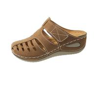 Women's Closed Front Sandals - Wedge Summer Shoes Platform Beach Sandals Comfortable Hiking Sandals Breathable Leisure Sandals Soft Outdoor Sandals Lightweight Mules Slip-On Barefoot Sandals, khaki, 5