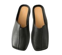 Women's Closed Front Slippers, Elegant Leather Square Toe Slippers, Flat Sandals, Beach Sandals, Closed Front, Faux Leather Slides, Sauna Shoes, Casual Summer Shoes, a, 8 UK