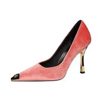 Women's Closed Pointed Toe 9.5cm Stiletto Pumps Suede High Heels (pink,1)