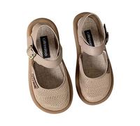 Women's Closed Summer Sandals, Round Toe Flat Sandals, Breathable Summer Shoes with Elastic Strap, Slingback Slide, Comfortable Everyday Shoes, Non-Slip Sole, Outdoor Sandals, khaki, 5 UK