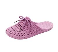 Women's Closed Summer Slippers, Hollow Leisure Plastic Shoe, Lightweight, Non-Slip Half Sandals, Open Front, Closed Mules, Outdoor, Breathable Summer Shoes, purple, 5 UK