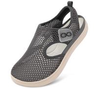Womens Closed Toe Beach Sandals Lightweight Mesh Holiday Shoes Quick Dry Aqua Trainers Breathable Slip On for Travel Poolside Camping Summer Walking Dark Grey