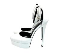 Women's Closed Toe Platform Heeled Sandals - 16CM Ultra High Stiletto Heels, Plus Size Dress Shoes for Wedding Party Club,White,2 UK