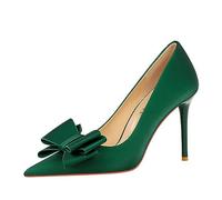 Women's Closed Toe Pointed Toe 4-Inch Stiletto High Heels, Comfortable Slip-On Party & Prom Pumps Green