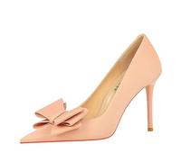 Women's Closed Toe Pointed Toe 4-Inch Stiletto High Heels, Comfortable Slip-On Party & Prom Pumps Pink