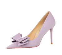 Women's Closed Toe Pointed Toe 4-Inch Stiletto High Heels, Comfortable Slip-On Party & Prom Pumps Purple