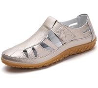 Women's Closed Toe Sandals Flat Soft Leather Breathable Casual Drive Shoes Moccasins Summer Shoes Retro Hollow Out Sandals Round Toe Soft Oxford Flat Nurse Slippers,03,39