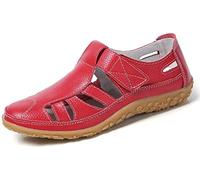Women's Closed Toe Sandals Flat Soft Leather Breathable Casual Drive Shoes Moccasins Summer Shoes Retro Hollow Out Sandals Round Toe Soft Oxford Flat Nurse Slippers,03,39