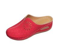 Women's Closed Toe Summer Sandals - Women's Comfortable Orthopaedic Shoe Openwork Sandal Breathable Sandal Slip On Casual Shoes Beach Pool Sandal, Red, 8 UK