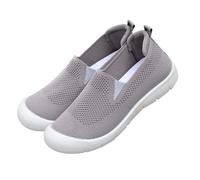 Women's Cloth Shoes Breathable Comfortable Mothers' Shoe One Foot Stirrup Soft Bottom Walking Shoes Hundred Casual Shoe Womens Flats Grey