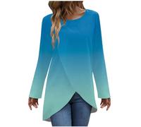 Womens Clothes Mesh Long Sleeve Top Womens T Shirts Crop Sweatshirt Womens Polo Shirts Halloween Sweatshirts for Women Work Out Tops Gym for Women Long Sleeve Rash Guard Women（2-Sky Blue,L）
