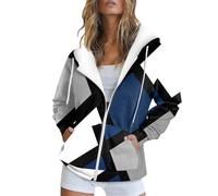 Womens Clothes Sale Clearance Sweatshirts for Women Uk Full Zip Vintage Geometric Print Hoodies Fashion Hooded Drawstring Sweatshirts Classic Soft Cashmere Jumpers Ladies Clearance Blue