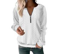 Womens Clothes Sale Clearance Winter Sweatshirt Women Autumn And Winter Fashion Women's Long Sleeve With Half Zipper Solid Color Ladies Hoodless Try Before You Buy Womens (White, L)