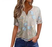 Womens Clothes, Tshirts Women UK Holiday Essentials for Womens Tops Warehouse Deals Clearance Short Sleeve Tops for Women UK Womens Summer Plus Size Bubble Hem Y2K Top Country (Beige,M)