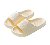 Women's Cloud Shoes Unisex Funny Printed Bathing Shoes Open Toe Ergonomic Bath Slippers Soft Sole Beach Shower for Home Slippers Casual Comfortable Bath Slippers, yellow, 5 UK