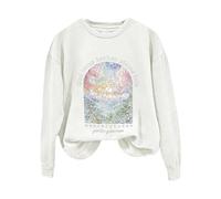 Women's Cloud Split God Turns Broken Into Sweatshirt Long Sleeve Jumper Cinched Front Top (White, XXL)