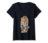 Women's Clouded Leopard Realistic V-Neck T-Shirt