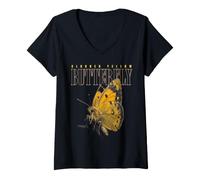 Women's Clouded Yellow Butterfly Flying Wildlife Nature Butterfly V-Neck T-Shirt