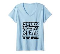 Women's Clouds Speak to Me Weather Forecaster Meteorologist V-Neck T-Shirt