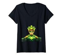 Women's Clover Crown Emerald Hero Design V-Neck T-Shirt