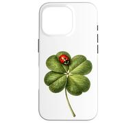 Womens Clover Ladybug Art Irish Lucky Charm Saint Patrick Case for iPhone 16 Pro