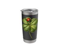 Womens Clover Ladybug Art Irish Lucky Charm Saint Patrick Stainless Steel Insulated Tumbler