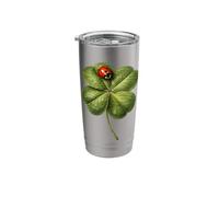 Womens Clover Ladybug Art Irish Lucky Charm Saint Patrick Stainless Steel Insulated Tumbler