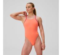 Women's Club Training Solid Tie Back Swimsuit Orange - 34 Summer Orange-Ruby 34