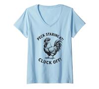 Womens Cluck Off Funny Rooster Farm Chicken Farmer V-Neck T-Shirt