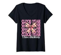 Womens Cluck Yeah I Love Chickens Funny Chicken Farm Chicken Girl V-Neck T-Shirt