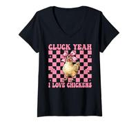 Womens Cluck Yeah I Love Chickens Funny Chicken Farm Chicken Girl V-Neck T-Shirt