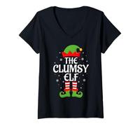 Womens Clumsy Elf Xmas Family Matching Elf Squad Christmas V-Neck T-Shirt