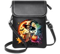 Women's Clutch Purse Customized Small Bags Bat Haunted Halloween Pumpkin Ghost Cemetery Witch Skeleton for Everyday Use or Gift Idea Graduation Student