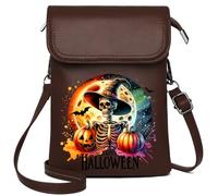 Women's Clutch Purse Customized Small Bags Bat Haunted Halloween Pumpkin Ghost Cemetery Witch Skeleton for Everyday Use or Gift Idea Graduation Student