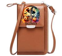 Women's Clutch Purse Customized Small Bags Bat Haunted Halloween Pumpkin Ghost Cemetery Witch Skeleton for Everyday Use or Gift Idea Graduation Student