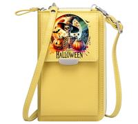 Women's Clutch Purse Customized Small Bags Bat Haunted Halloween Pumpkin Ghost Cemetery Witch Skeleton for Everyday Use or Gift Idea Graduation Student