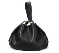 Women's Clutch Soft Vegan Leather Hobo Top Handle Bag Small Tote Purse, Black, 9.4 x 6.3 x 7.8 inches