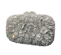 Womens Clutches Female Gold Sliver Rhinestones Handbags Designer Women Day Clutches Party Evening Bags Bridal Crystal Bag(Silver)