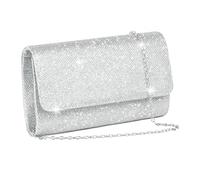 Women's Clutches, Silver Clutch Bag with Detachable Chain Strap, Elegant Sequins Clutch Silver Bag for Wedding Bridal Prom Cocktail Party Ladies Evening Bags for Women