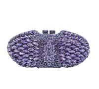 Womens Clutches Woman Purple Champagne Clutch Purse Crystal Wedding Party Dinner Evening Bag Hollow Diamond Handbag(PURPLE)